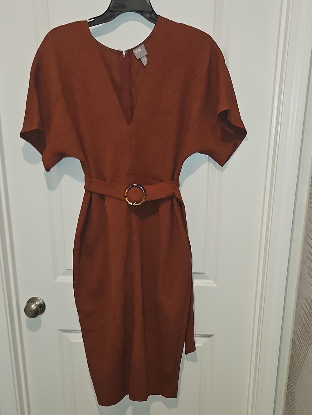 ASOS Rust Brown Belted Midi Dress